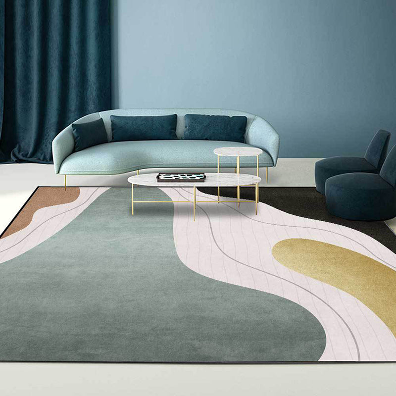 Stornfield | Colorful Bedroom Rug Stain Resistant Polyester Color Block Pattern Area Rug