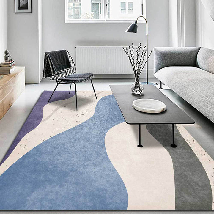 Stornfield | Modern Wave Block Ivory New Arrival Rug Polyester rug with non-slip backing for home decor