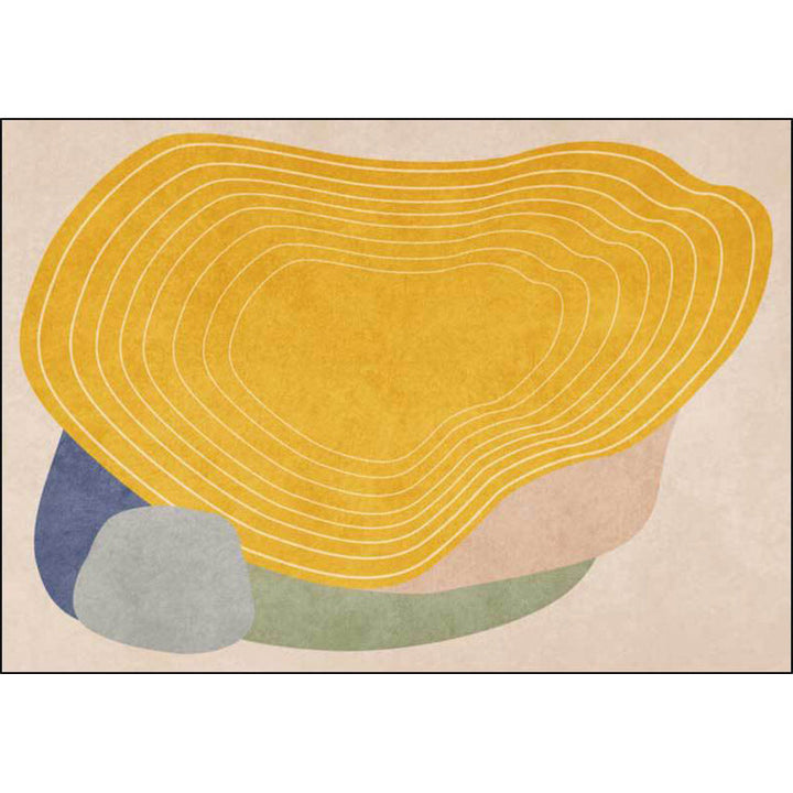 Stornfield | Novelty Living Room Rug Striped Colour Block Ivory and Yellow Non-Slip Polyester Rug