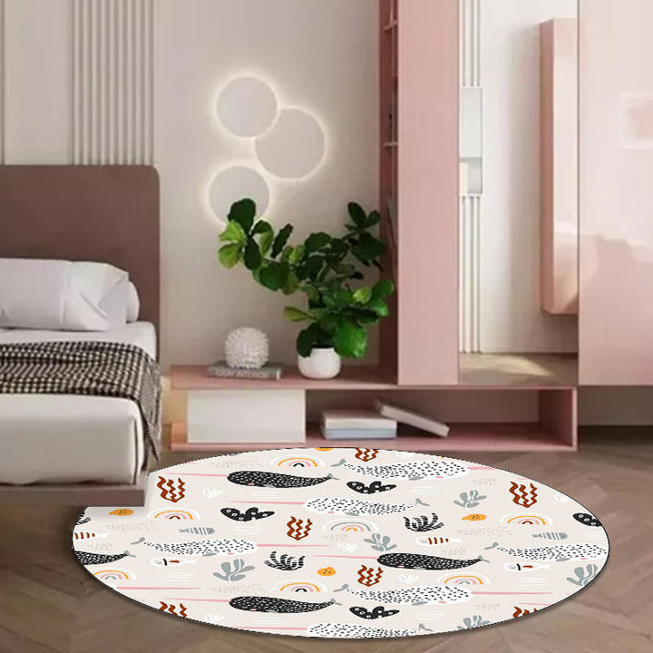Stornfield | Beautiful Ivory Animal Leaf Pattern Children's Rug Washable Non-Slip Polyester Mat for Kids' Room