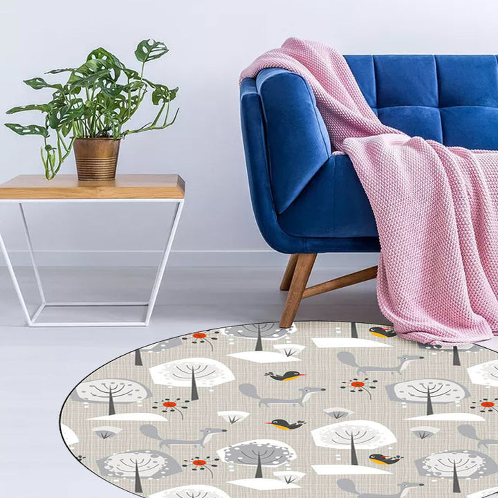 Stornfield | Gray Children's Rug Megalocnus Pattern Carpet Polyester Pet Rug