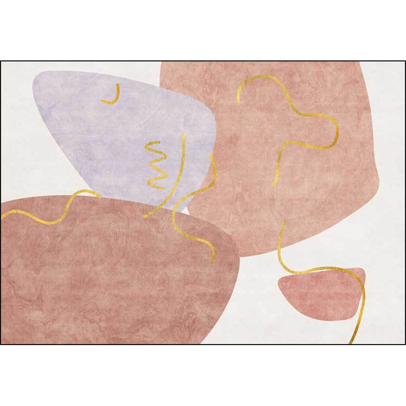 Stornfield | Scandinavian Novelty Rug in White and Pink Irregular Shape Pattern Polyester Rug Non-Slip Area Rug for Home Decoration