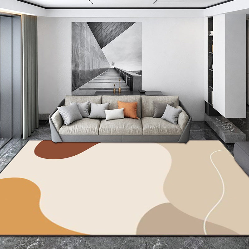 Stornfield | Ivory Bedroom Rug Novelty Color Block Irregular Shape Patterns Polyester Non-slip Washable