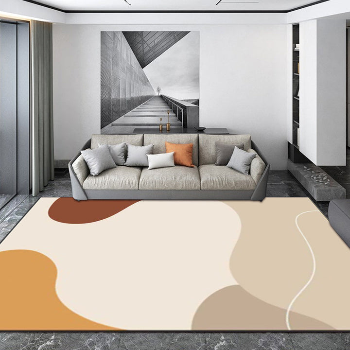 Stornfield | Ivory Bedroom Rug Novelty Color Block Irregular Shape Patterns Polyester Non-slip Washable