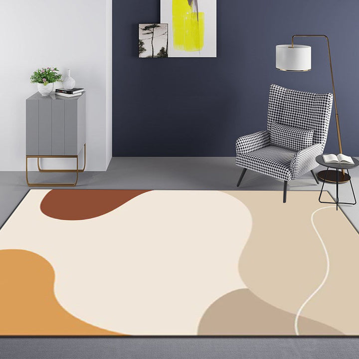 Stornfield | Ivory Bedroom Rug Novelty Color Block Irregular Shape Patterns Polyester Non-slip Washable