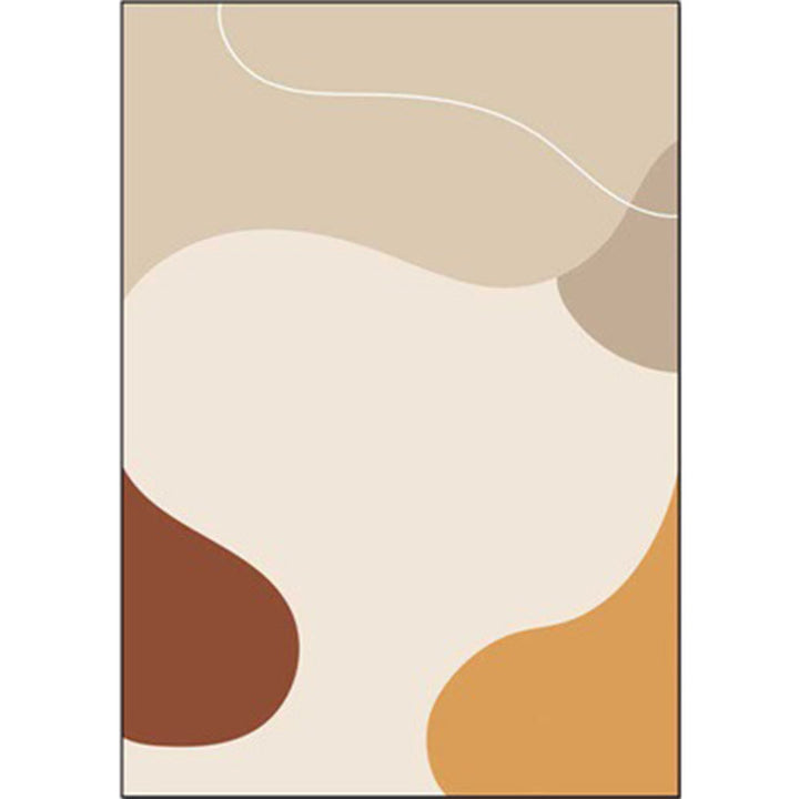 Stornfield | Ivory Bedroom Rug Novelty Color Block Irregular Shape Patterns Polyester Non-slip Washable