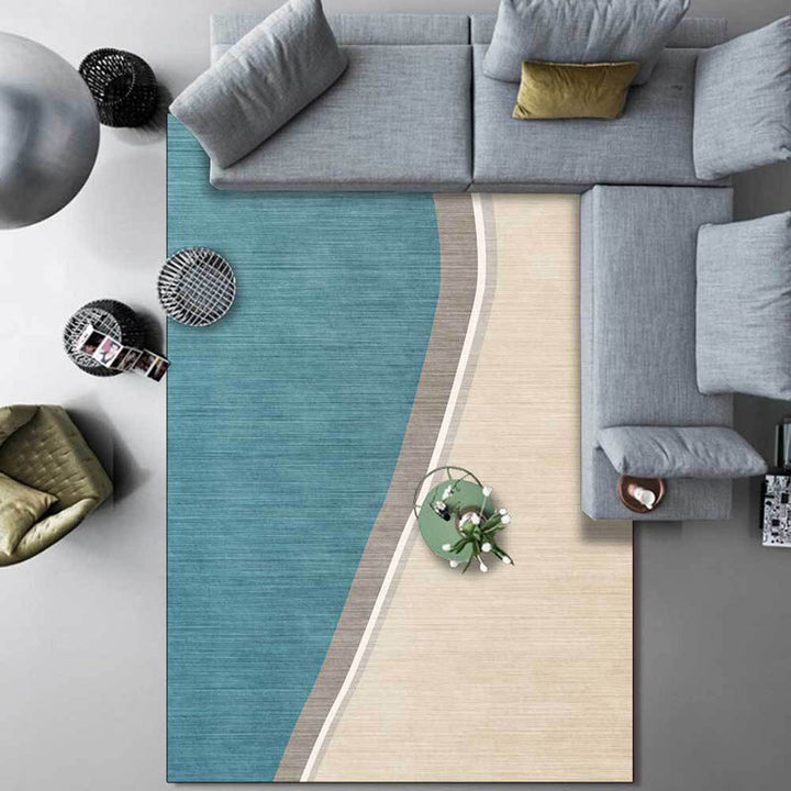 Stornfield | Novelty Round Colourful Block Pattern Bedroom Rug Washable Non-Slip Polyester Rug