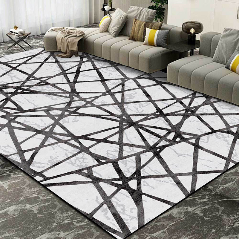 Stornfield | Grey Bedroom Rug New Geometric Pattern Washable Non-Slip Polyester Area Rug