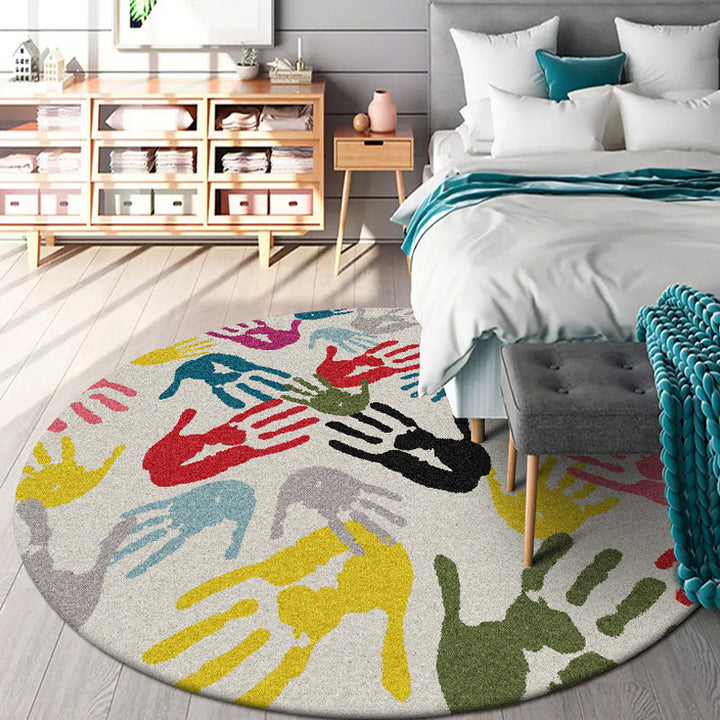 Stornfield | Modern new polyester rug with ivory hand pattern, washable rug for home decoration
