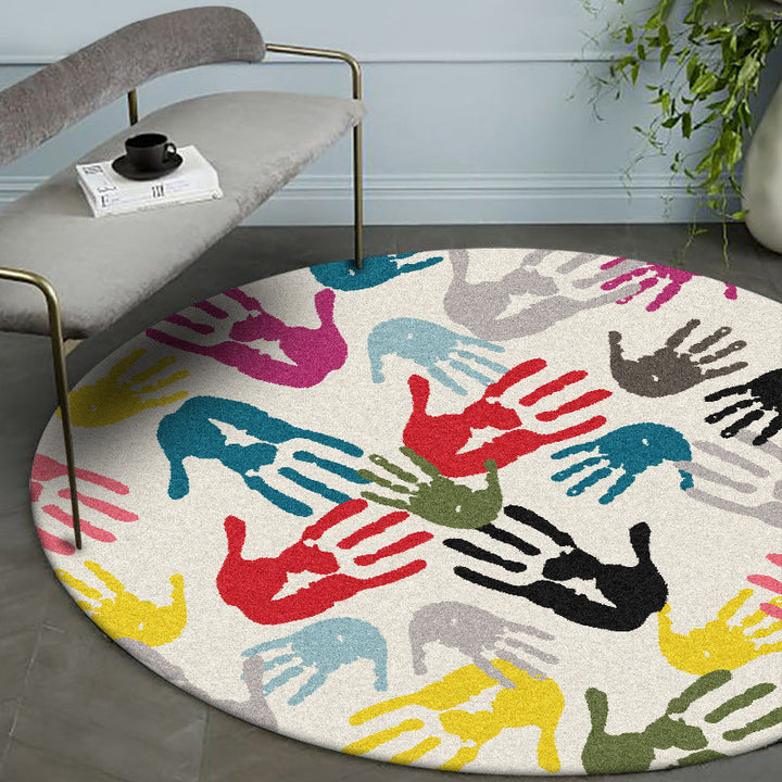 Stornfield | Modern new polyester rug with ivory hand pattern, washable rug for home decoration