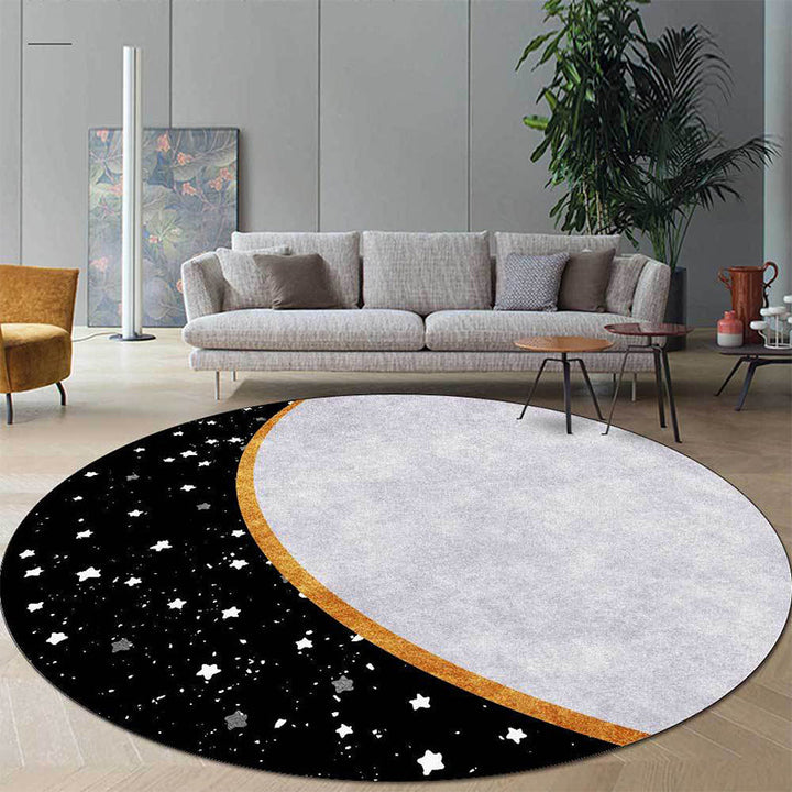 Stornfield | Black and White Nordic Polyester Star Pattern Colorblock Rug Machine Washable Non-Slip Living Room Rug