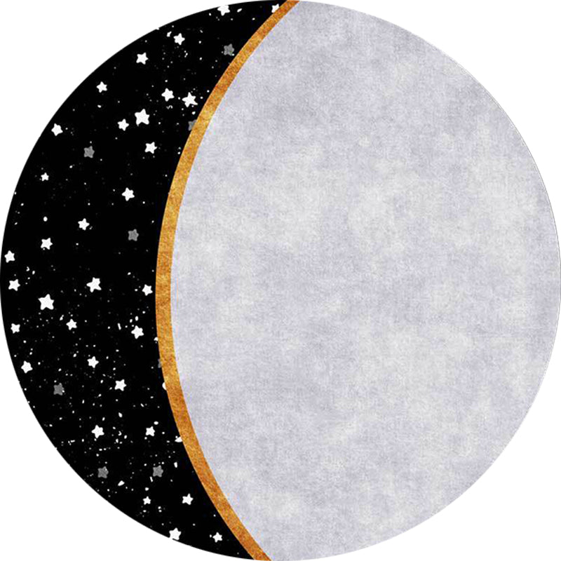 Stornfield | Black and White Nordic Polyester Star Pattern Colorblock Rug Machine Washable Non-Slip Living Room Rug
