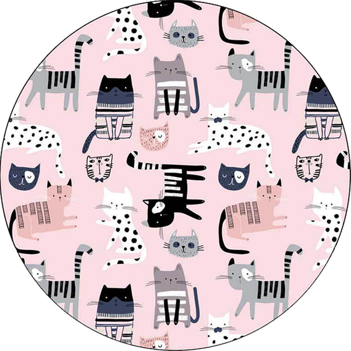 Stornfield | Pink Children's Room Rug Cat Animal Pattern Non-Slip Washable Polyester Rug