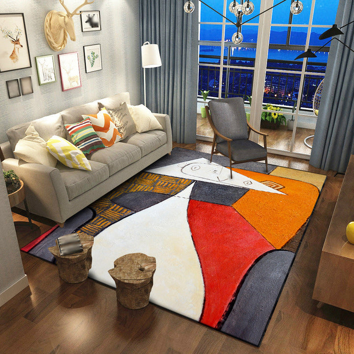 Stornfield | Colorful Bedroom Rug New Arrivals Geometric Color Block Pattern Rug Non-Slip Stain-Resistant Polyester Mat
