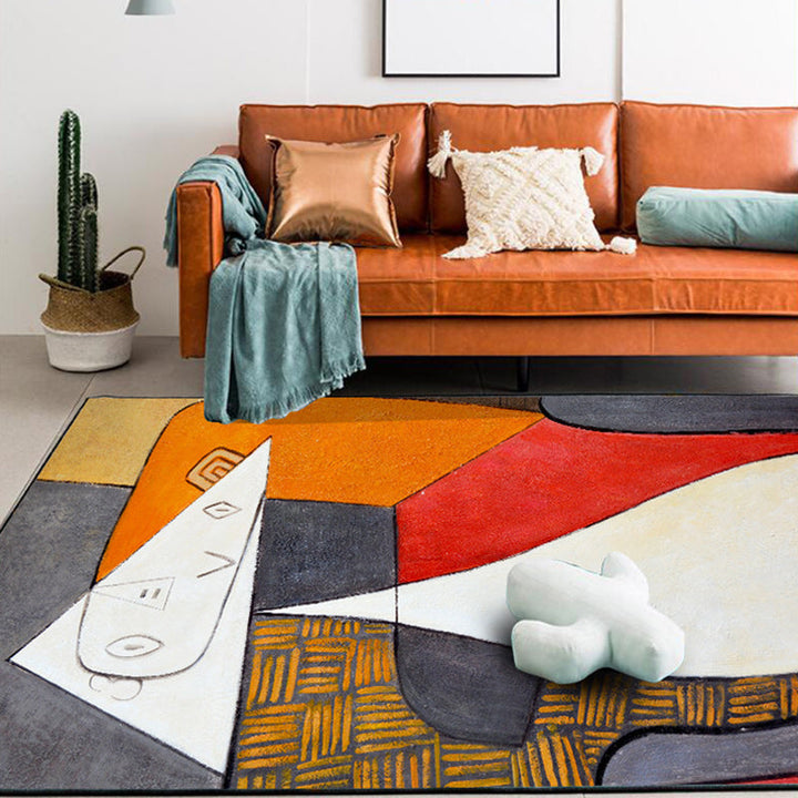 Stornfield | Colorful Bedroom Rug New Arrivals Geometric Color Block Pattern Rug Non-Slip Stain-Resistant Polyester Mat
