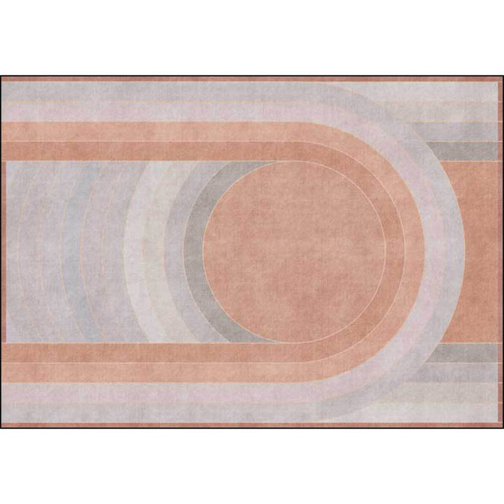 Stornfield | Pink Bedroom Rug Innovative Color Block Pattern Rug, Arc Circle Polyester Rug with Non-Slip Backing, Stain Resistant