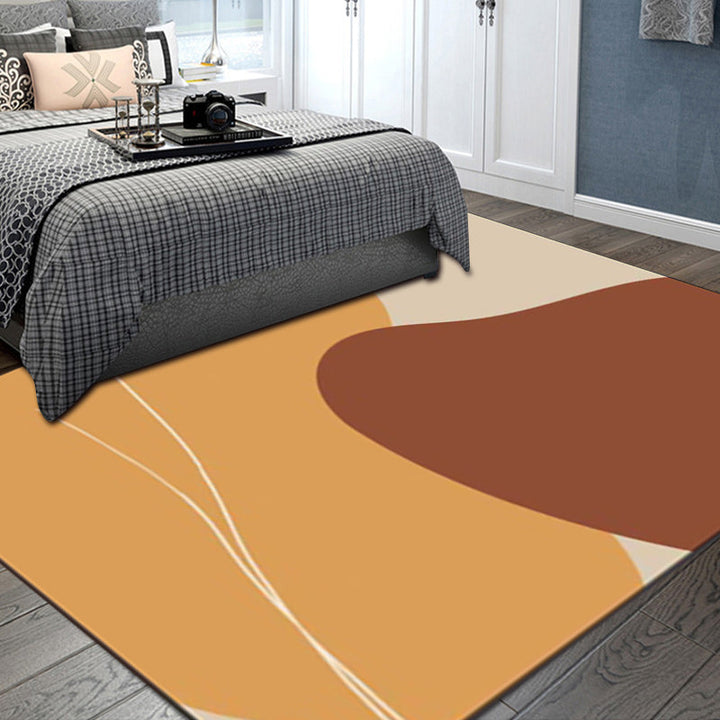 Stornfield | Brown Bedroom Rug New Irregular Shape Color Block Striped Pattern Polyester Non-Slip Rug