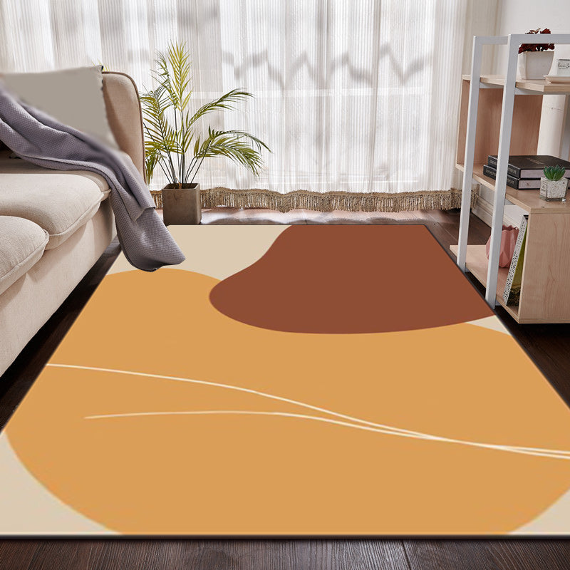 Stornfield | Brown Bedroom Rug New Irregular Shape Color Block Striped Pattern Polyester Non-Slip Rug