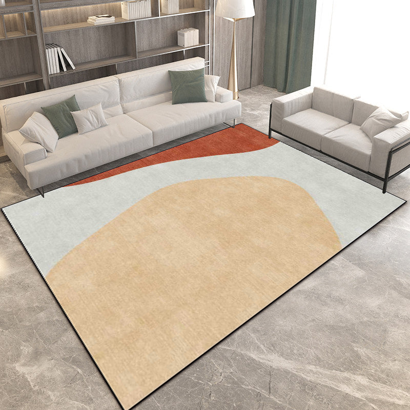 Stornfield | Original living room rug in grey and brown with a colour block print in polyester with non-slip backing