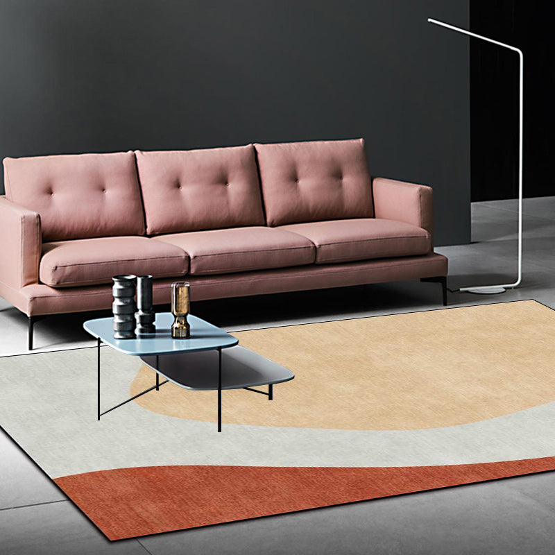 Stornfield | Original living room rug in grey and brown with a colour block print in polyester with non-slip backing