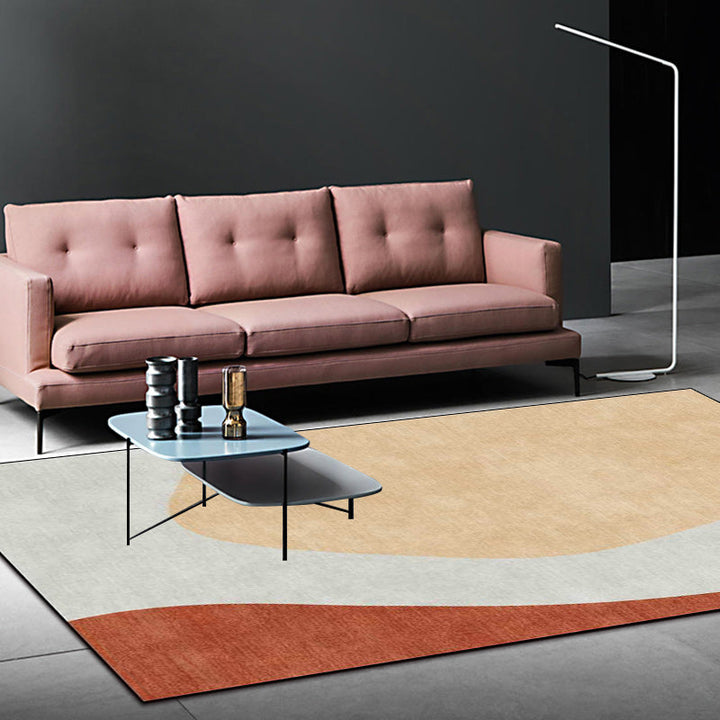 Stornfield | Original living room rug in grey and brown with a colour block print in polyester with non-slip backing
