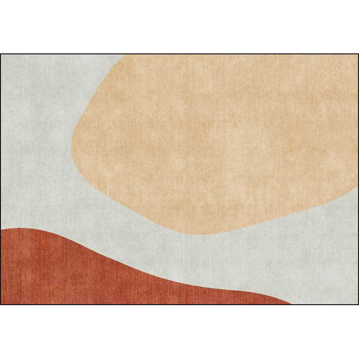 Stornfield | Original living room rug in grey and brown with a colour block print in polyester with non-slip backing