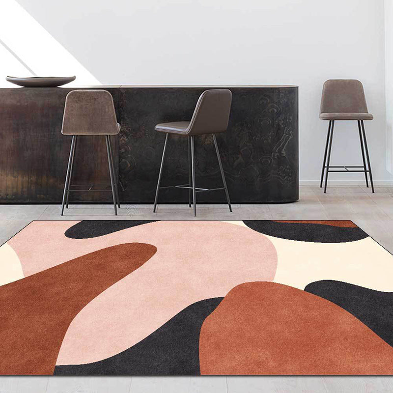 Stornfield | New Living Room Rug in Pink and Brown with Colour Block Pattern Anti-Slip Pet-Friendly Polyester Area Rug