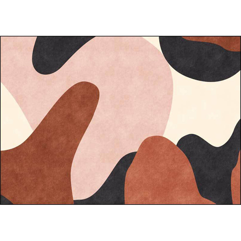 Stornfield | New Living Room Rug in Pink and Brown with Colour Block Pattern Anti-Slip Pet-Friendly Polyester Area Rug