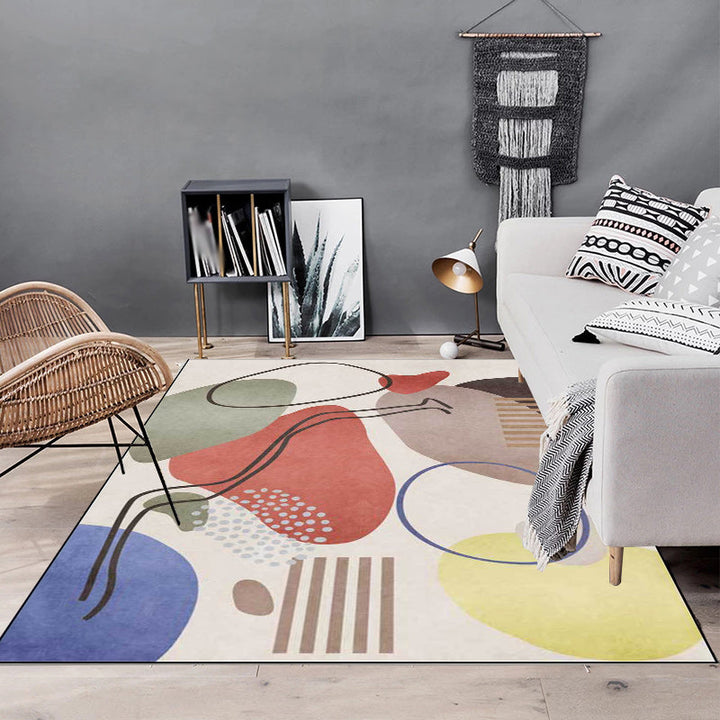 Stornfield | Contemporary Ivory Stripe Block Innovative Carpet Non-Slip Washable Polyester Rug for Home Decor