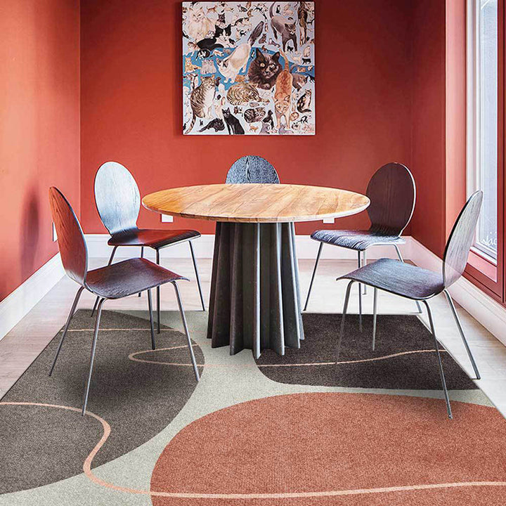 Stornfield | Original Brown Colour Block Pattern Polyester Living Room Rug, Washable, with Non-Slip Backing, Floor Mat