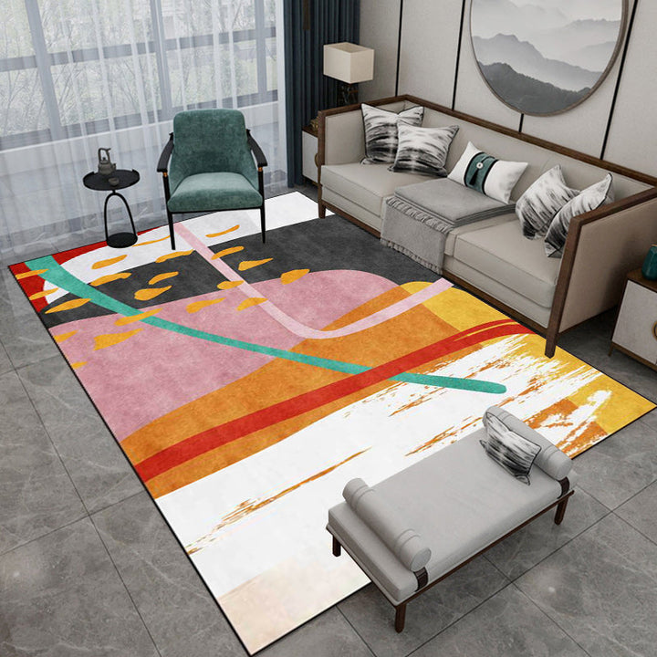Stornfield | Multicolor Casual Novelty Rug with Color Block Paint Pattern Polyester Rug with Non-Slip Backing for Home Decor