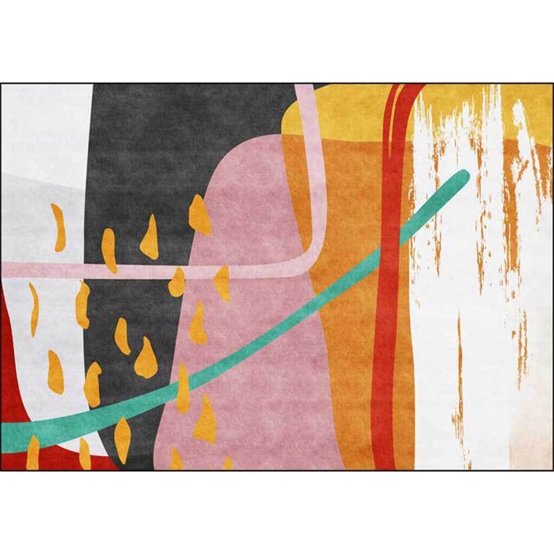 Stornfield | Multicolor Casual Novelty Rug with Color Block Paint Pattern Polyester Rug with Non-Slip Backing for Home Decor