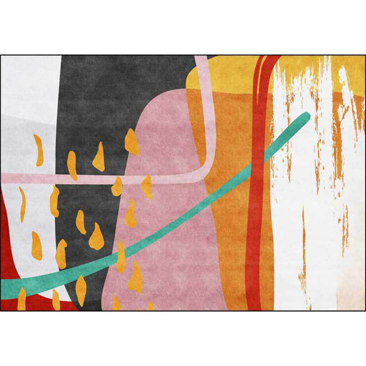 Stornfield | Multicolor Casual Novelty Rug with Color Block Paint Pattern Polyester Rug with Non-Slip Backing for Home Decor