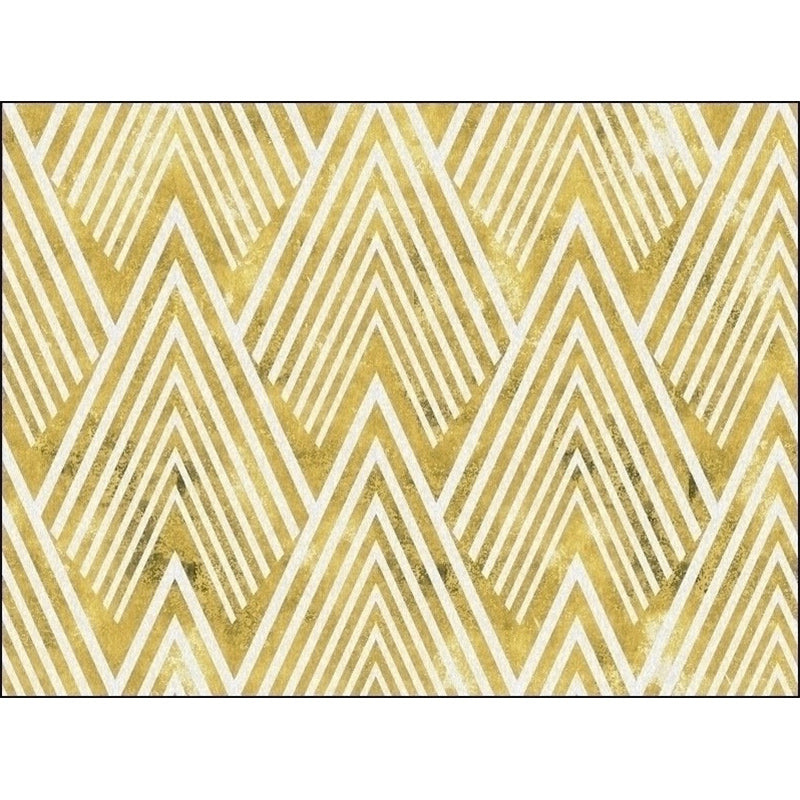 Stornfield | Gold Bedroom Rug Striped Mountain Geometric Pattern Area Rug Polyester, Washable and Pet-Friendly