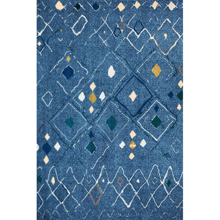 Stornfield | Novelty Polyester Living Room Rug with Blue Diamond Geometric Print, Washable and Stain-Resistant
Washable Rug