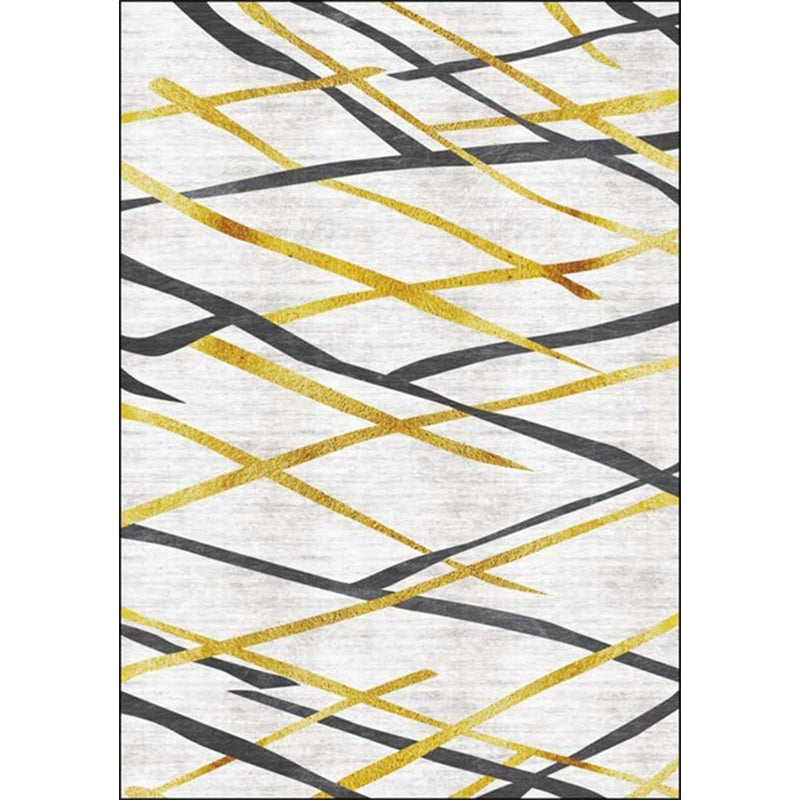 Stornfield | New living room rug with white geometric pattern Stain-resistant and washable polyester rug pet-friendly