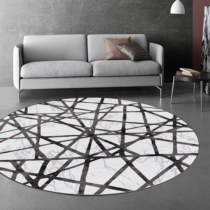 Stornfield | White Innovative Rug Machine Washable Abstract Polyester Rug Non-Slip Mat for Living Room