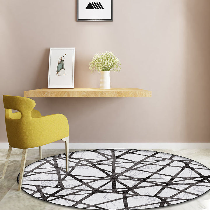 Stornfield | White Innovative Rug Machine Washable Abstract Polyester Rug Non-Slip Mat for Living Room