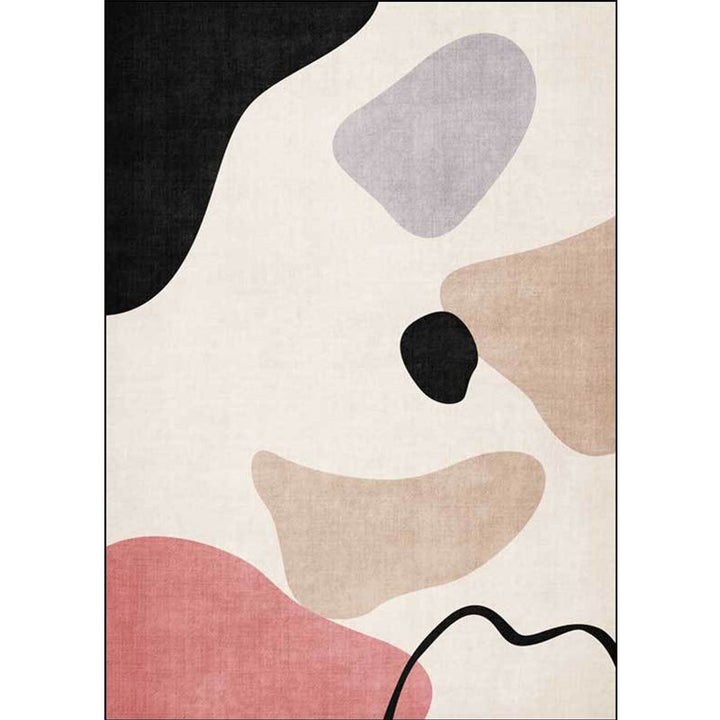 Stornfield | Unique Abstract Colour Block Rug Beige Multicoloured Simple Rug Machine Washable Non-Slip Polyester Rug for Bedroom