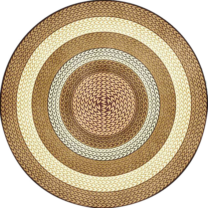 Stornfield | Rustic Yellow and Green Concentric Circles Pattern Polyester Rug Machine Washable Non-Slip Living Room Rug