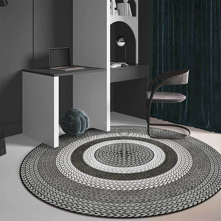 Stornfield | Rustic Yellow and Green Concentric Circles Pattern Polyester Rug Machine Washable Non-Slip Living Room Rug