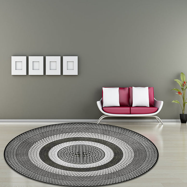 Stornfield | Rustic Yellow and Green Concentric Circles Pattern Polyester Rug Machine Washable Non-Slip Living Room Rug