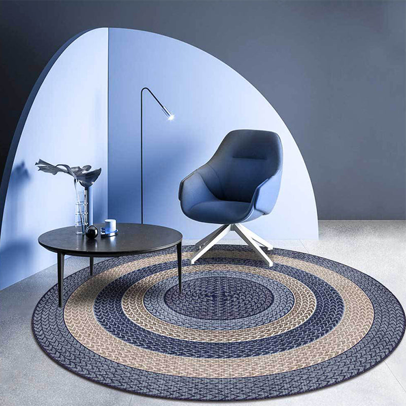 Stornfield | Rustic Yellow and Green Concentric Circles Pattern Polyester Rug Machine Washable Non-Slip Living Room Rug