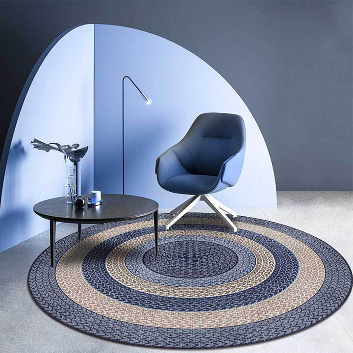 Stornfield | Rustic Yellow and Green Concentric Circles Pattern Polyester Rug Machine Washable Non-Slip Living Room Rug