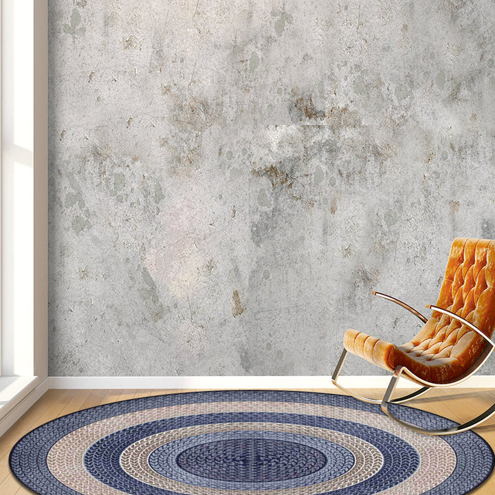 Stornfield | Rustic Yellow and Green Concentric Circles Pattern Polyester Rug Machine Washable Non-Slip Living Room Rug