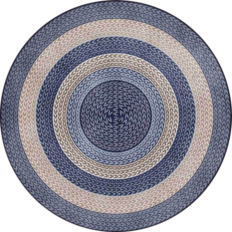 Stornfield | Rustic Yellow and Green Concentric Circles Pattern Polyester Rug Machine Washable Non-Slip Living Room Rug