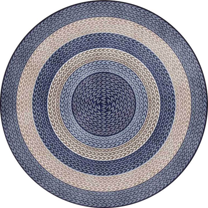 Stornfield | Rustic Yellow and Green Concentric Circles Pattern Polyester Rug Machine Washable Non-Slip Living Room Rug