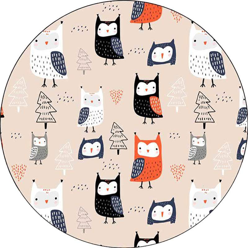Stornfield | Stylish Children's Rug in Pink Animal, Tree and Owl Pattern, Polyester Rug, Machine Washable for Baby's Room
