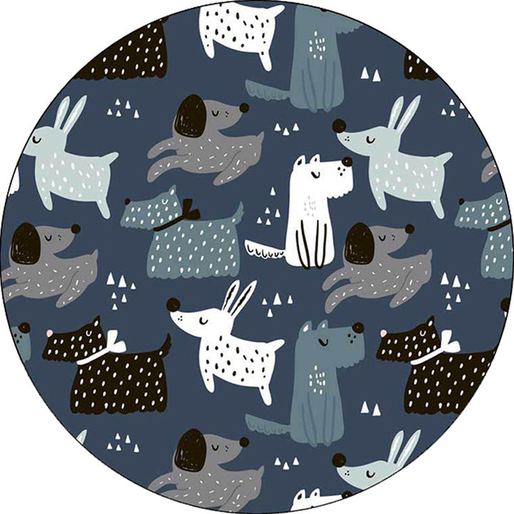 Stornfield | Blue Animal Rabbit Dog Polyester Casual Children's Rug Stain Resistant Washable Mat for Kids Room
