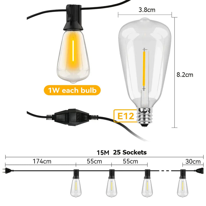 Waterproof LED String Lights - LumiGlow | Stornfield